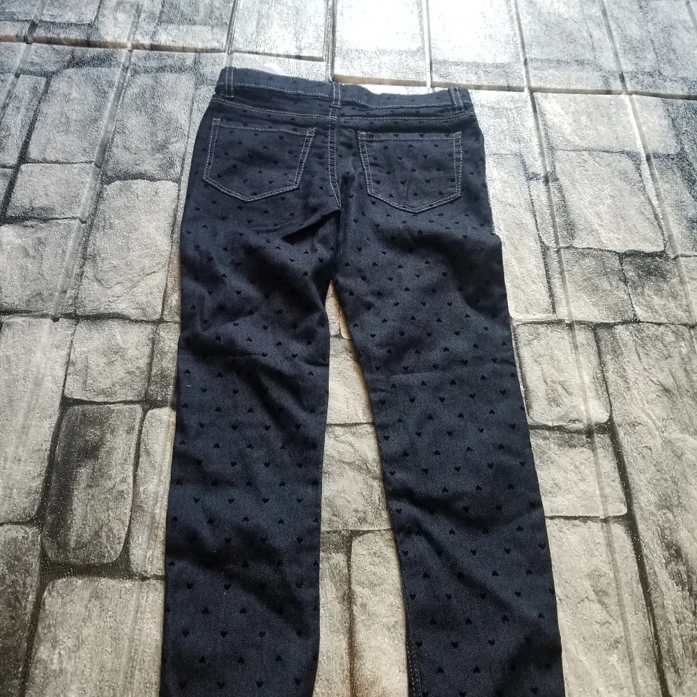Oshkosh Jeans Girls Size 6 Blue Heart Print New
